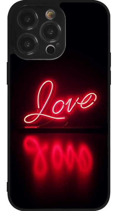 iPhone 14 Pro Max Case Hülle - Silikon schwarz Valentine 2025 Neon Liebe