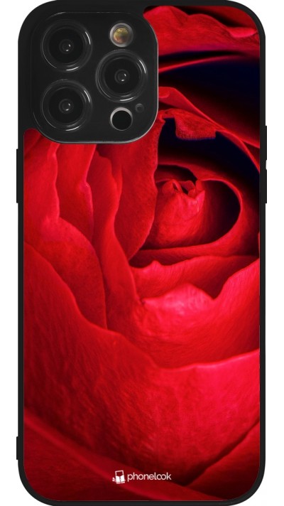 iPhone 14 Pro Max Case Hülle - Silikon schwarz Valentine 2022 Rose
