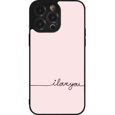 iPhone 14 Pro Max Case Hülle - Silikon schwarz Valentine 2023 i love you writing