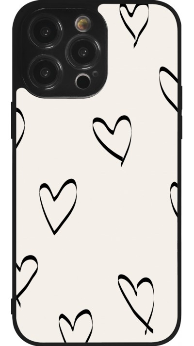 iPhone 14 Pro Max Case Hülle - Silikon schwarz Valentine 2023 minimalist hearts
