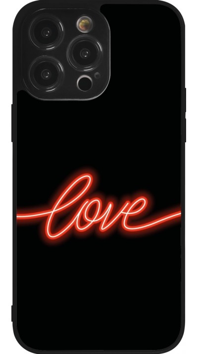 iPhone 14 Pro Max Case Hülle - Silikon schwarz Valentine 2023 neon love