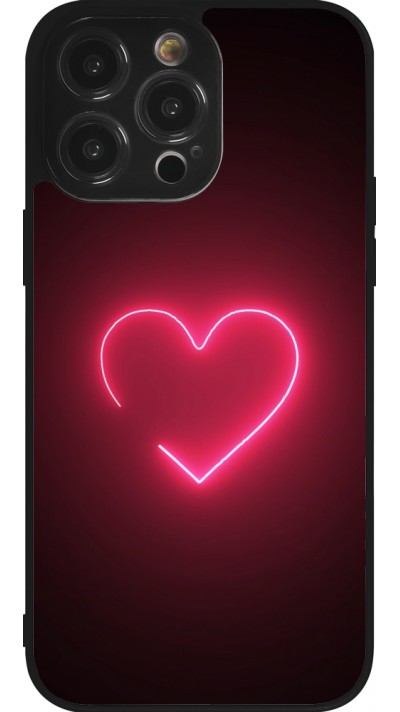 iPhone 14 Pro Max Case Hülle - Silikon schwarz Valentine 2023 single neon heart