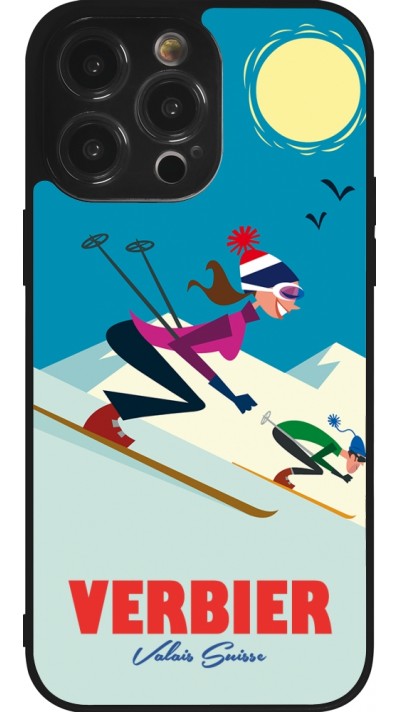 iPhone 14 Pro Max Case Hülle - Silikon schwarz Verbier Ski Downhill