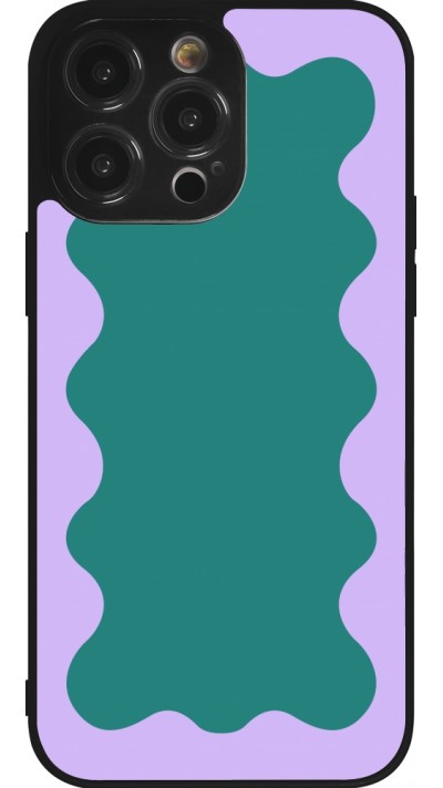 iPhone 14 Pro Max Case Hülle - Silikon schwarz Wavy Rectangle Green Purple