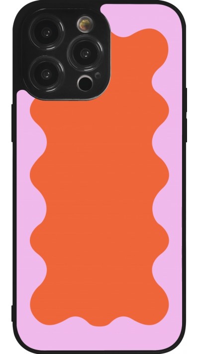 iPhone 14 Pro Max Case Hülle - Silikon schwarz Wavy Rectangle Orange Pink