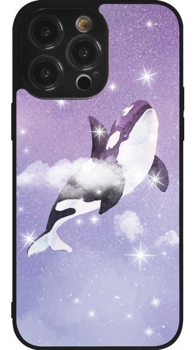 iPhone 14 Pro Max Case Hülle - Silikon schwarz Whale in sparking stars