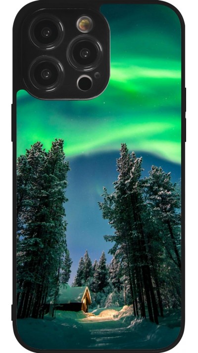 iPhone 14 Pro Max Case Hülle - Silikon schwarz Winter 22 Northern Lights