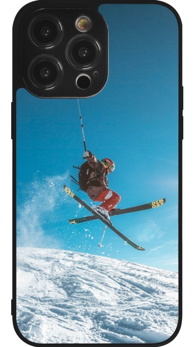 iPhone 14 Pro Max Case Hülle - Silikon schwarz Winter 22 Ski Jump