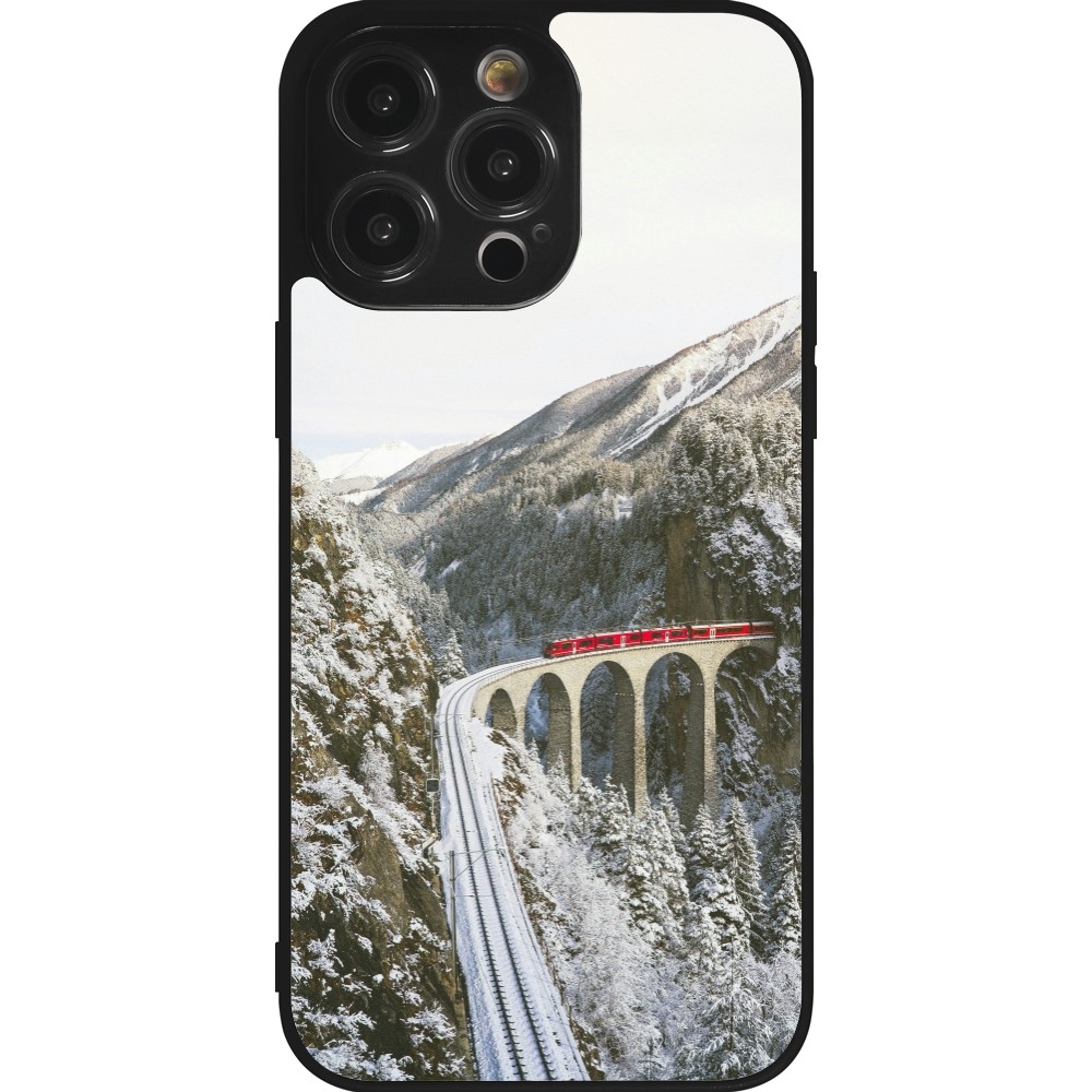 iPhone 14 Pro Max Case Hülle - Silikon schwarz Winter 25 Winter polar express