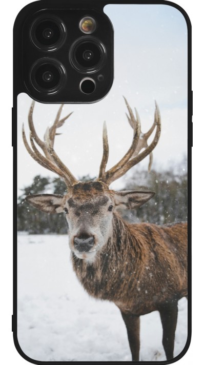 iPhone 14 Pro Max Case Hülle - Silikon schwarz Winter 25 Winter reindeer