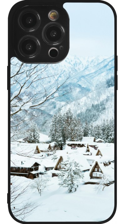 iPhone 14 Pro Max Case Hülle - Silikon schwarz Winter 25 Winter snowy landscape