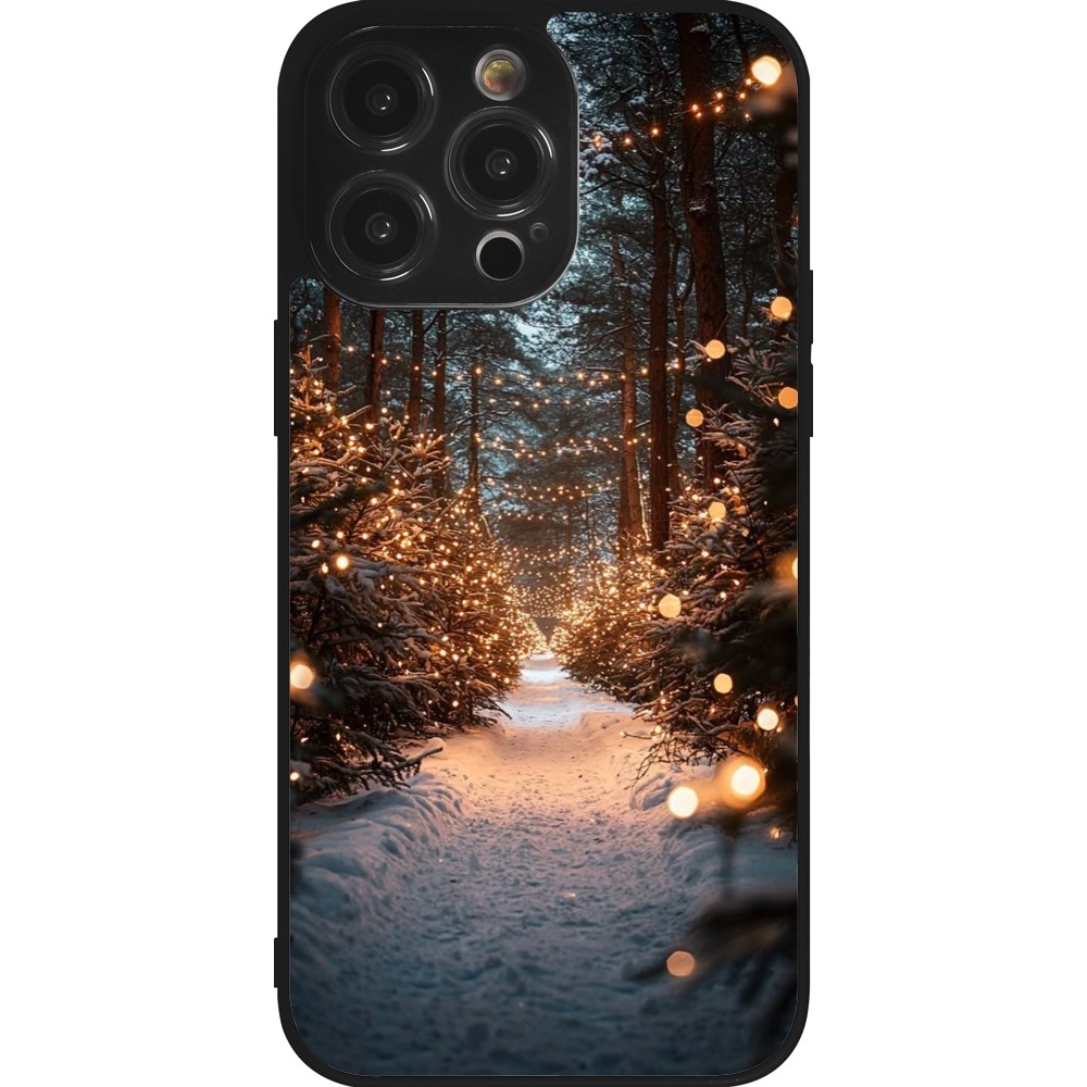 iPhone 14 Pro Max Case Hülle - Silikon schwarz Winter 25 Winter snowy road