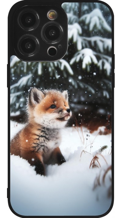 iPhone 14 Pro Max Case Hülle - Silikon schwarz Weihnachten 2023 Fuechslein Tanne