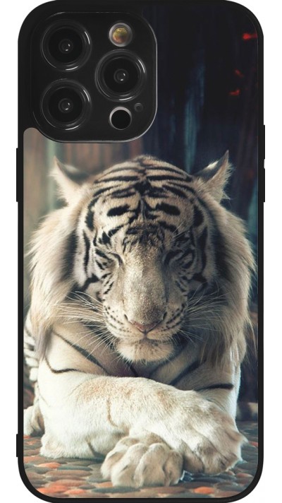 iPhone 14 Pro Max Case Hülle - Silikon schwarz Zen Tiger