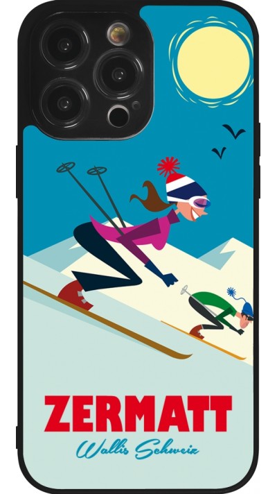 iPhone 14 Pro Max Case Hülle - Silikon schwarz Zermatt Ski Downhill