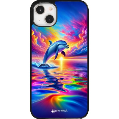 iPhone 14 Plus Case Hülle - Glücklicher Regenbogen-Delfin