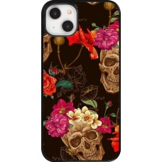 iPhone 14 Plus Case Hülle - Skulls and flowers