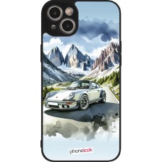 iPhone 14 Plus Case Hülle - Silikon schwarz Porsche 911 Berg Aquarell