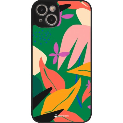 iPhone 14 Plus Case Hülle - Silikon schwarz Abstract Jungle