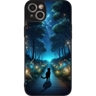 iPhone 14 Plus Case Hülle - Silikon schwarz Schwarze Katze Spaziergang