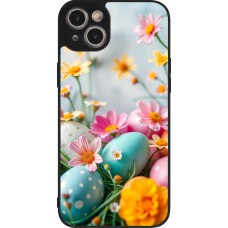 iPhone 14 Plus Case Hülle - Silikon schwarz Easter 2026 Eggs with flowers