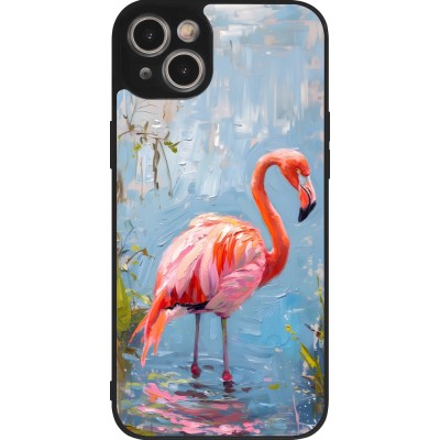 iPhone 14 Plus Case Hülle - Silikon schwarz Paint Flamingo