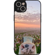 iPhone 14 Plus Case Hülle - Silikon schwarz Cow with tulips 2026