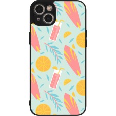 iPhone 14 Plus Case Hülle - Silikon schwarz Summer 2025 Pattern citron