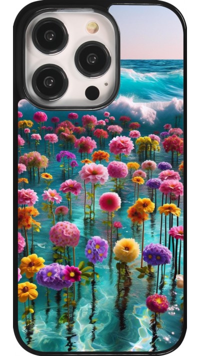 iPhone 14 Pro Case Hülle - Blumenmeer Wellen