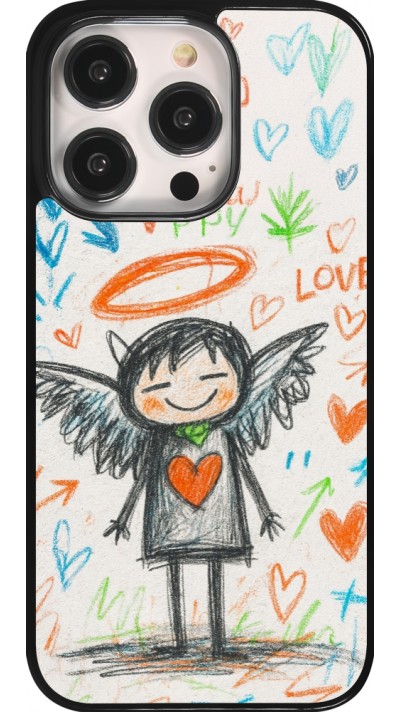 iPhone 14 Pro Case Hülle - Little Angel Sketch Love