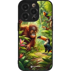 iPhone 14 Pro Case Hülle - Silikon schwarz Tropischer Dschungel Tayrona