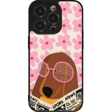 Coque iPhone 14 Pro - Silicone rigide noir Dog with newspaper Spring 2026
