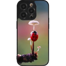 Coque iPhone 14 Pro - Silicone rigide noir Ladybird on a mushroom Spring 2026