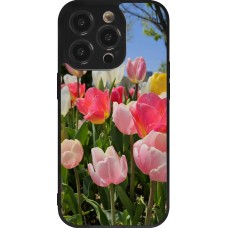 Coque iPhone 14 Pro - Silicone rigide noir Tulips Spring 2026