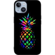 iPhone 15 Case Hülle - Silikon schwarz Ananas Multi-colors