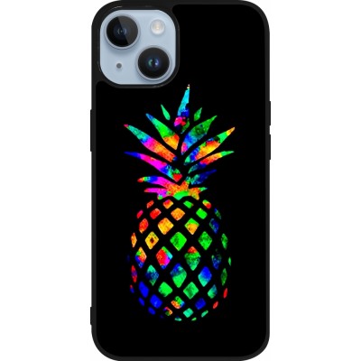 iPhone 15 Case Hülle - Silikon schwarz Ananas Multi-colors