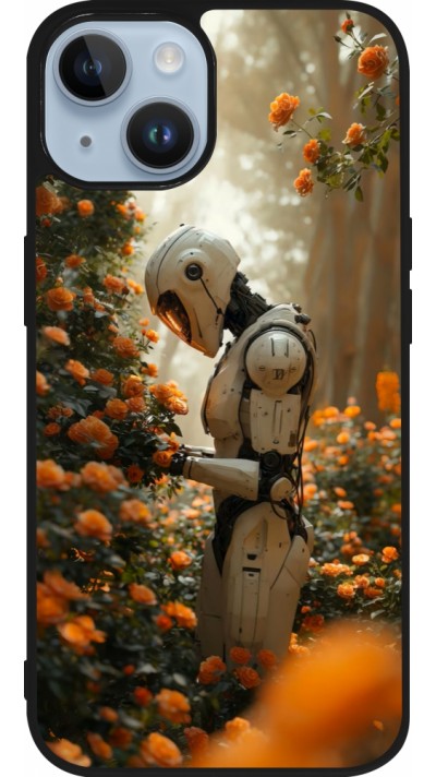 Coque iPhone 15 - Silicone rigide noir Astronaut flowers 2025