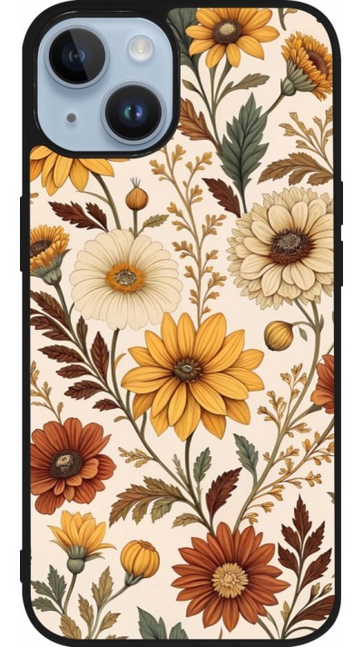 iPhone 15 Case Hülle - Silikon schwarz Autumn 25 Flower pattern