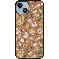 iPhone 15 Case Hülle - Silikon schwarz Christmas 25 Pattern Ginger Cookie