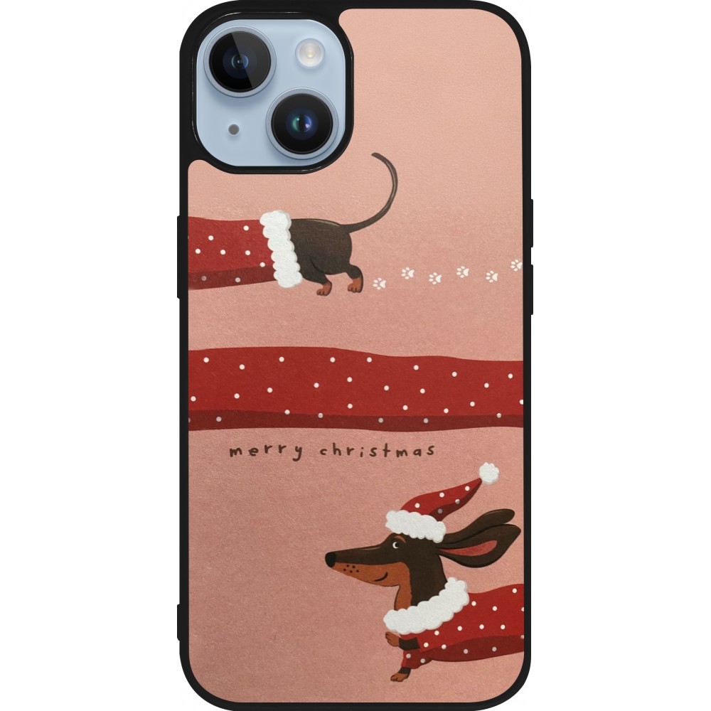 iPhone 15 Case Hülle - Silikon schwarz Christmas 25 Teckel Merry Xmas
