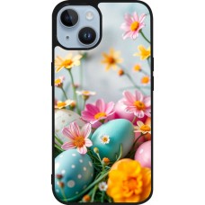 iPhone 15 Case Hülle - Silikon schwarz Easter 2026 Eggs with flowers