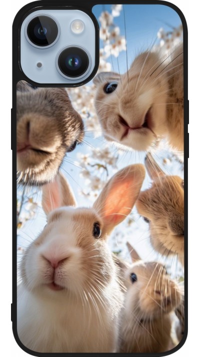 iPhone 15 Case Hülle - Silikon schwarz Easter 2026 Rabbits