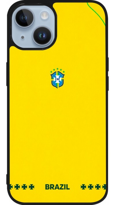 iPhone 15 Case Hülle - Silikon schwarz Brasilien 2026 personalisierbares Fussballtrikot