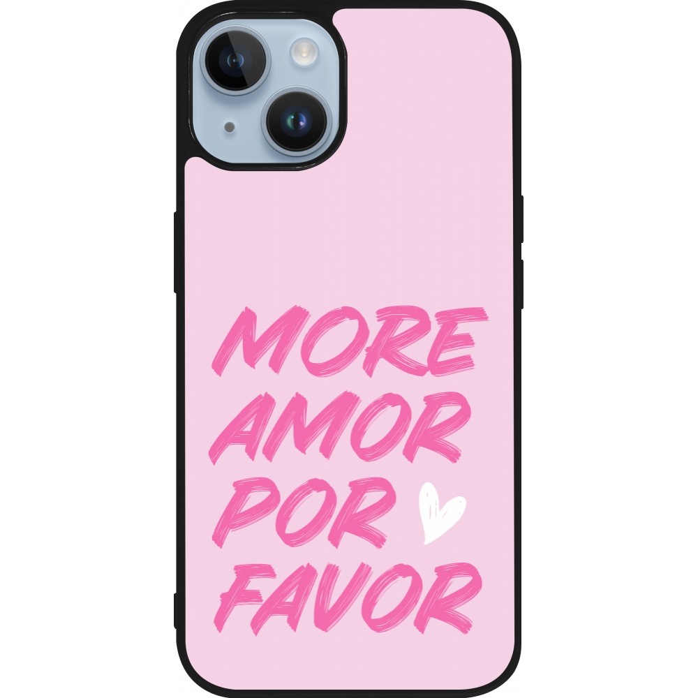 iPhone 15 Case Hülle - Silikon schwarz More amor porfavor