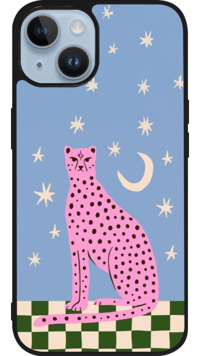 iPhone 15 Case Hülle - Silikon schwarz Pink leopard with stars 2026
