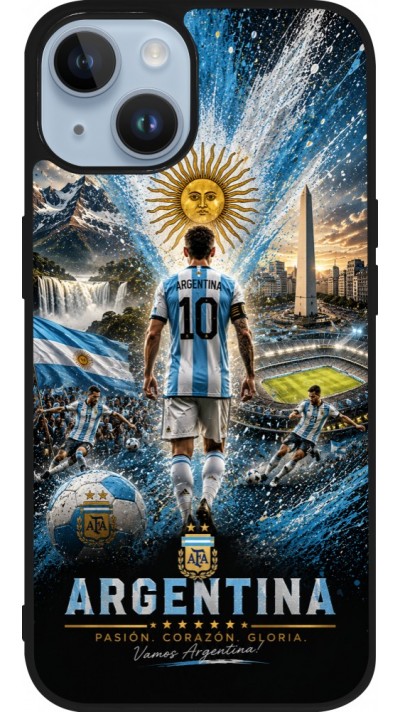 iPhone 15 Case Hülle - Silikon schwarz Fussball Argentinien splash 2026