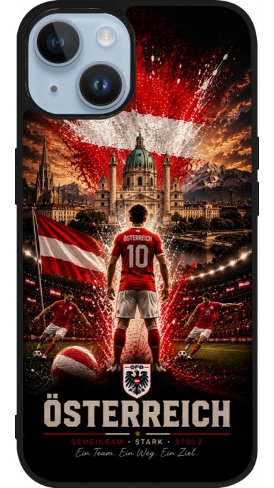iPhone 15 Case Hülle - Silikon schwarz Fussball Österreich splash 2026