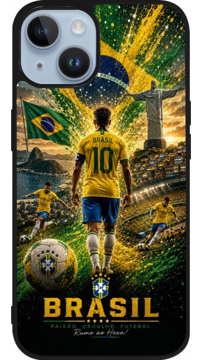 iPhone 15 Case Hülle - Silikon schwarz Fussball Brasilien splash 2026