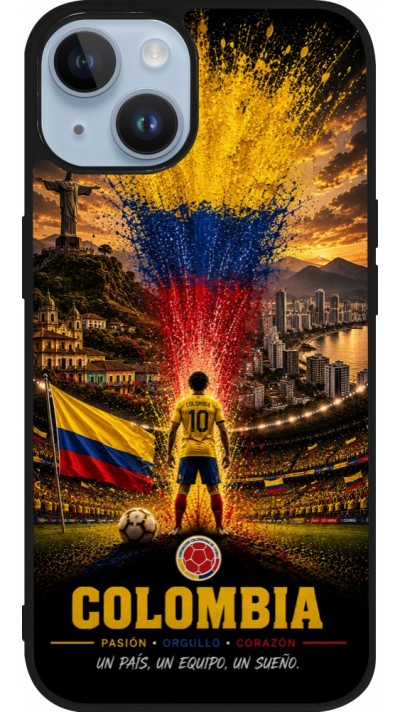 iPhone 15 Case Hülle - Silikon schwarz Fussball Kolumbien splash 2026