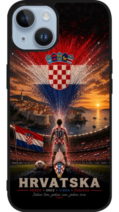 iPhone 15 Case Hülle - Silikon schwarz Fussball Kroatien splash 2026